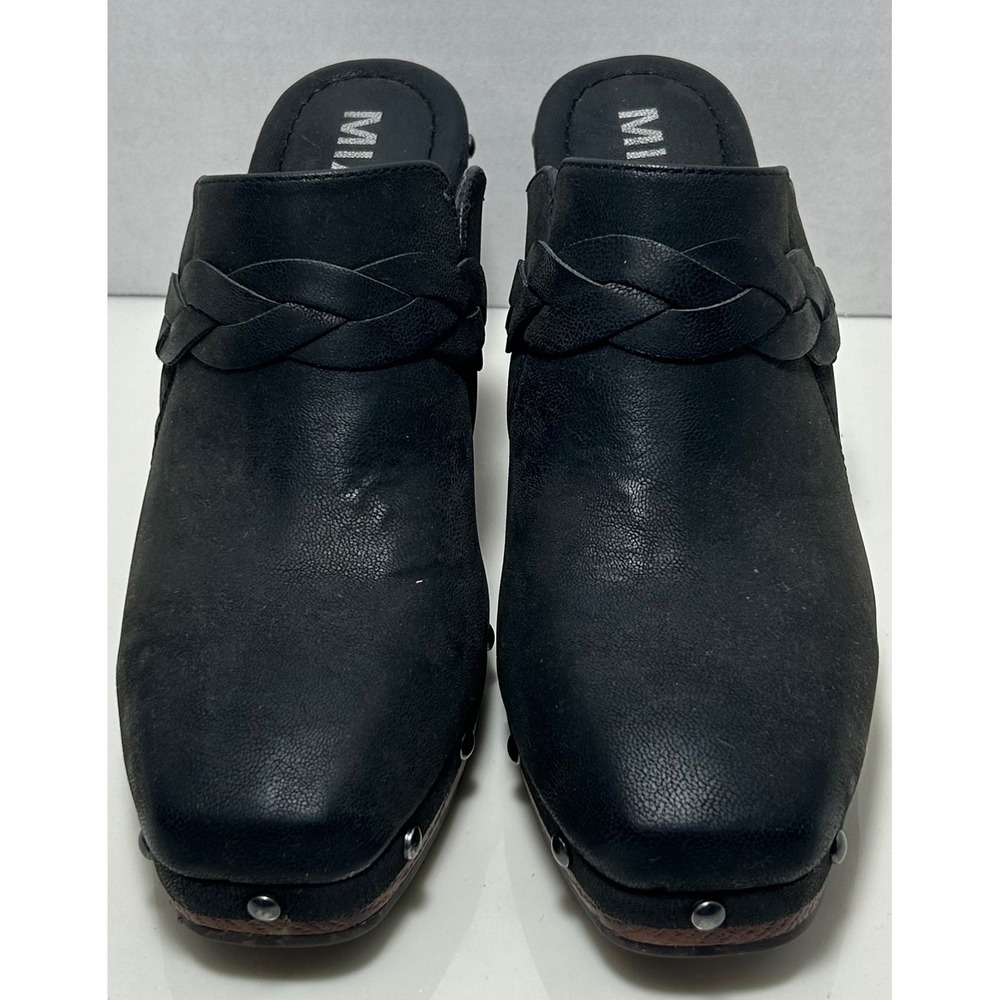 MIA Black Studded Mules Block Heel Womens Size 8.5